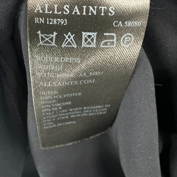 AllSaints 10 Black Roder Shift Dress Japanese Cloth Silk Viscose Minimalist - Picture 5 of 13